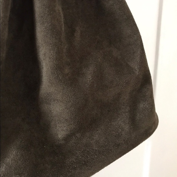 Green Suede Bucket Bag with Tassels/Gold Detail - Picture 2 of 3